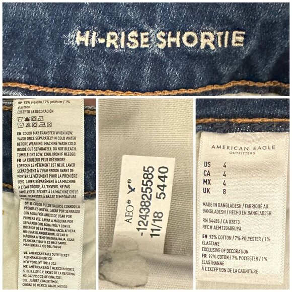 American Eagle Outfitters Super Stretch Button Fly Hi Rise Shortie Jean Shorts - Picture 6 of 6